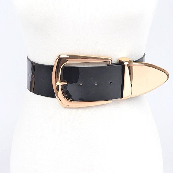 BNWT Plus Size Patent Finish Faux Leather Fashion Wide Belt - Picture 1 of 4